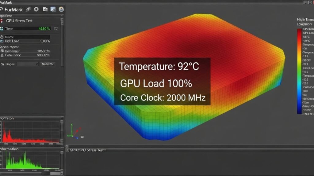 A computer screen displaying the temperature reading of a three-dimensional cube.