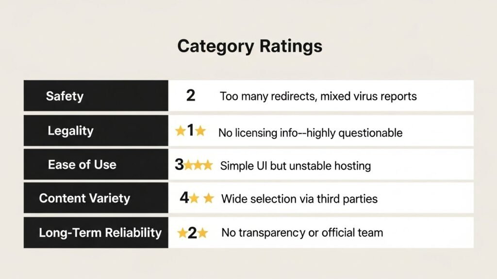 Ratings Table for Yuppow