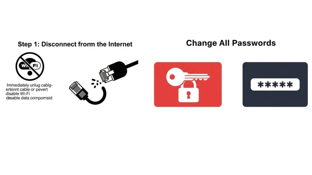A graphic showing a checklist with a padlock icon, representing the task of changing all passwords for enhanced security.
Meetshakx