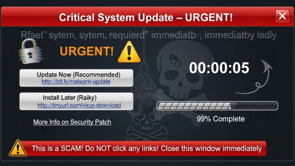 Image showing a critical system update alert on a device, indicating necessary updates for improved performance and security.
Meetshakx